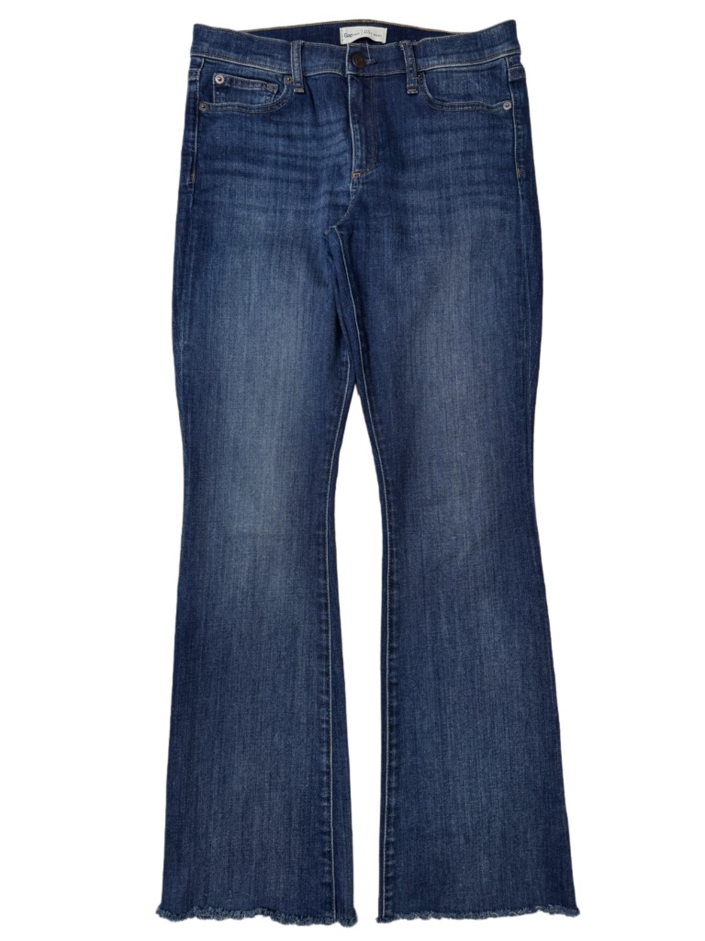 {GAP 1969} "Baby Boot" Blue Mid Rise Bootcut Raw Hem Stretch Denim Jeans